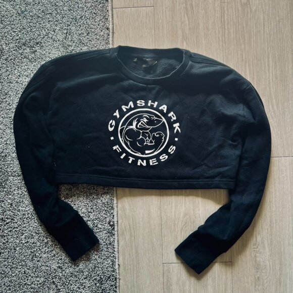 Gymshark Legacy  Crop Top Logo Long Sleeve Women’s Small Black - Picture 1 of 6